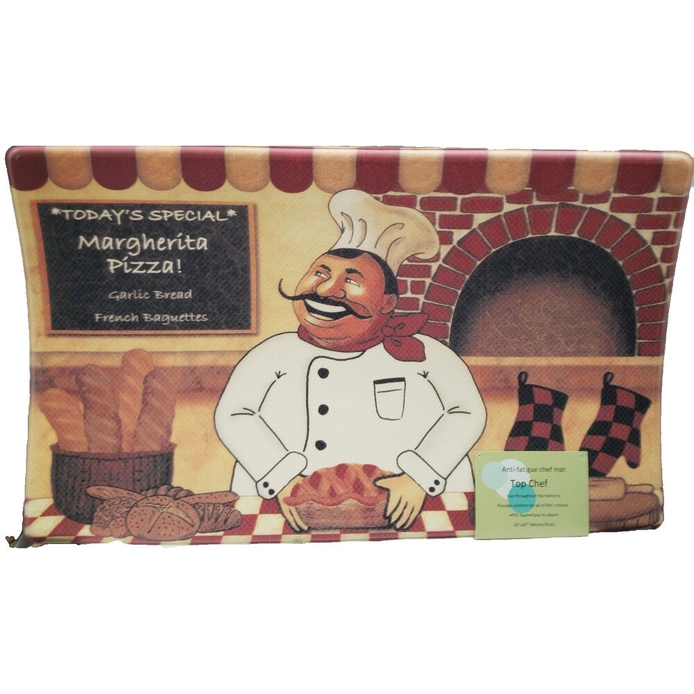 Anti-Fatigue Printed PVC Floor Mat (18"x30") TOP FAT CHEF & BRICK OVEN # 2,Achim